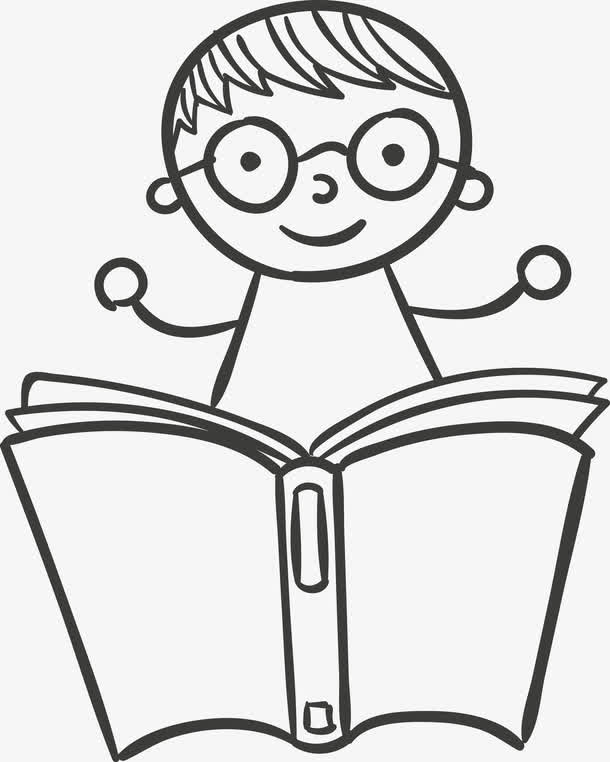 看书学习的小女孩免抠