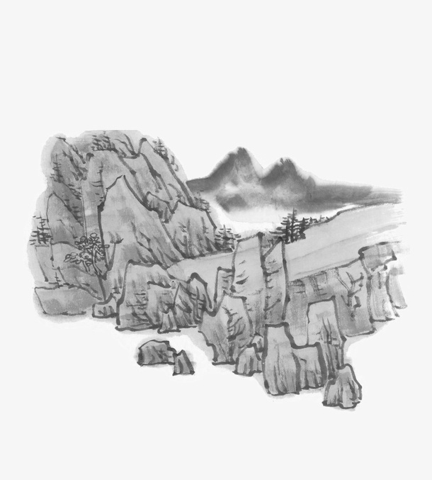 手绘的山坡免抠