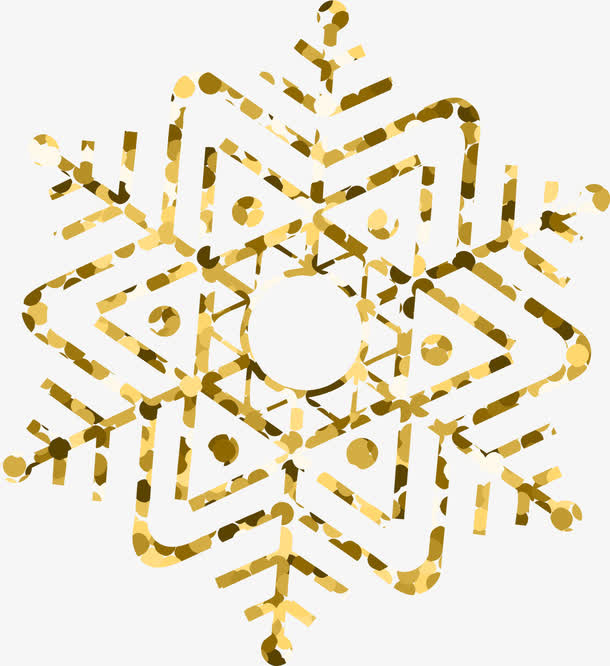 金色闪耀冬季雪花免抠