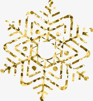 金色闪耀冬季雪花免抠