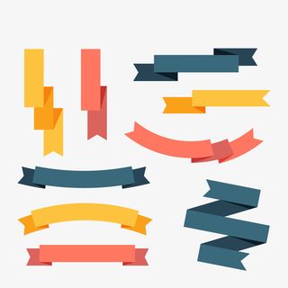 扁平化丝带条幅矢量图免抠