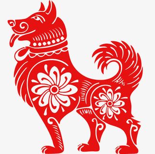 狗年红色窗花设计免抠