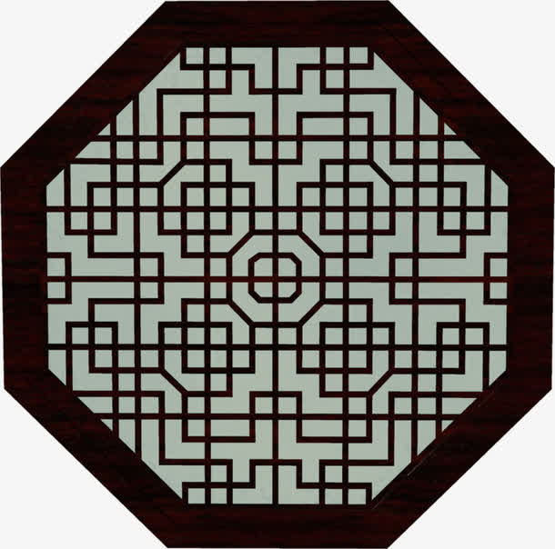 复古多边形屏风窗户免抠