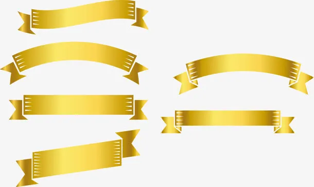 金色横幅集合矢量素材免抠