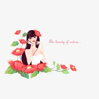 手绘图案时尚女性免抠