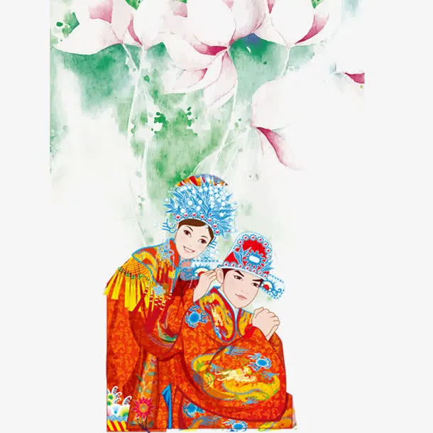 古代凤冠霞帔婚礼免抠图素材免抠