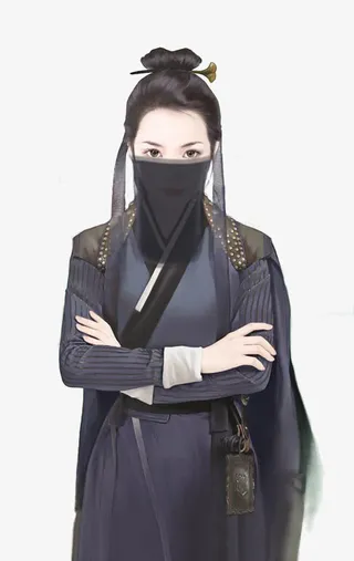 立绘手绘古典古装刺客美女免抠