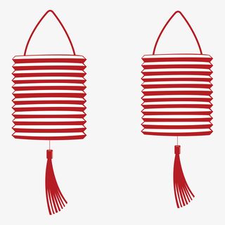 红色的手绘灯笼装饰免抠