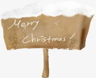 冬季手绘木板雪人免抠