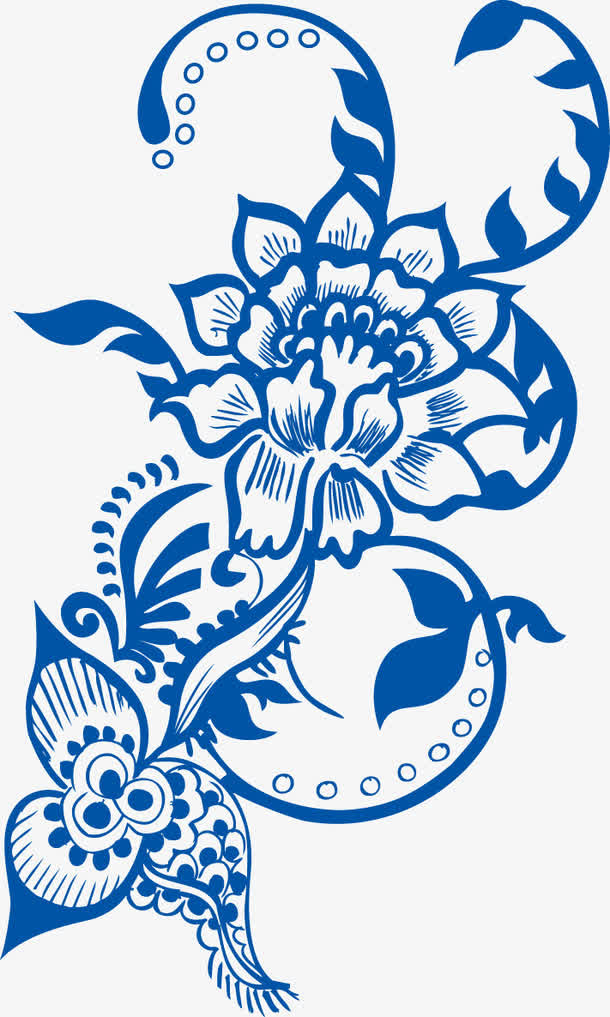 矢量青花瓷花纹免抠