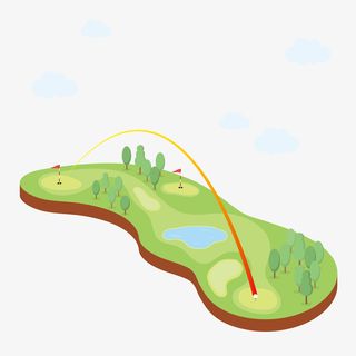 卡通2.5D高尔夫球场矢量素材免抠
