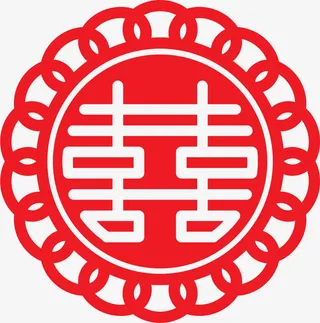 红色中国风双喜剪纸免抠