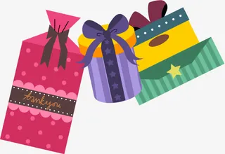 粉色紫色礼盒贺卡免抠