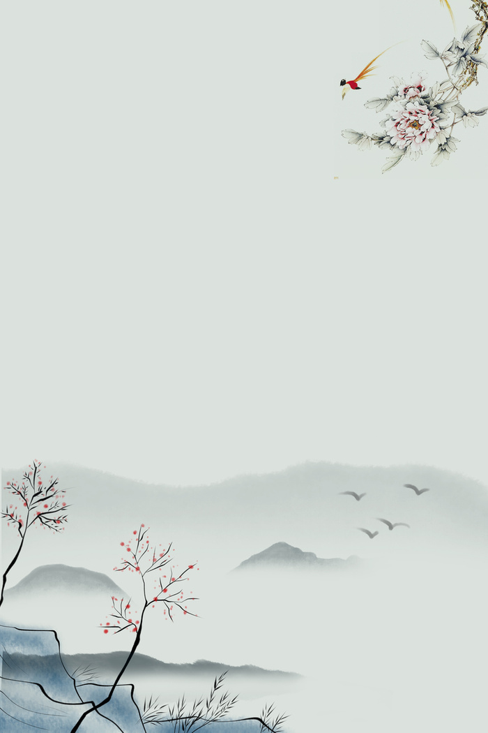 中国风水墨画古韵平面广告高清复古中国风背景