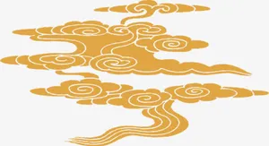 黄色中式祥云花纹免抠