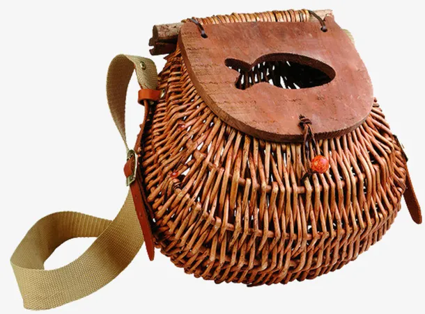 藤编工艺小背篓免抠