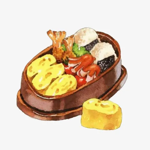 便当盒饭手绘画素材图片免抠