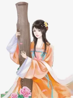 古风立绘古筝女子免抠