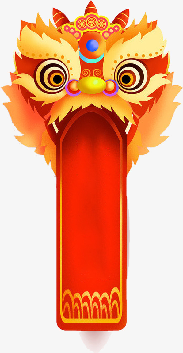 中国风狮子头装饰元素免抠