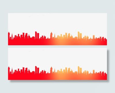 城市  剪影 红色  党建免抠