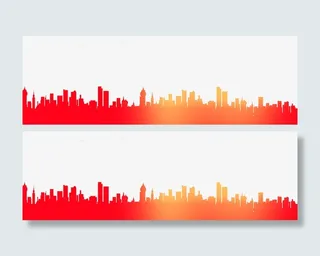 城市  剪影 红色  党建免抠