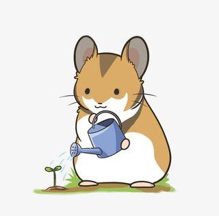 矢量小仓鼠浇花免抠