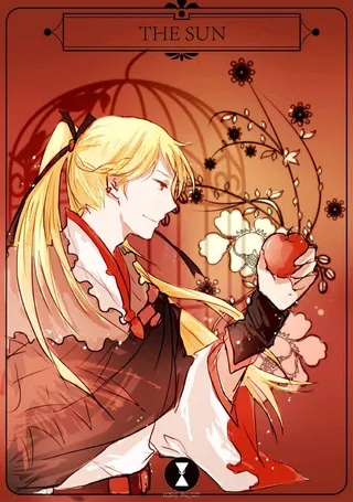 手绘插画金色长发免抠