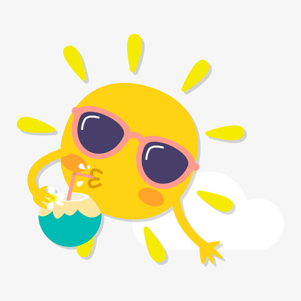 黄色夏天太阳免抠