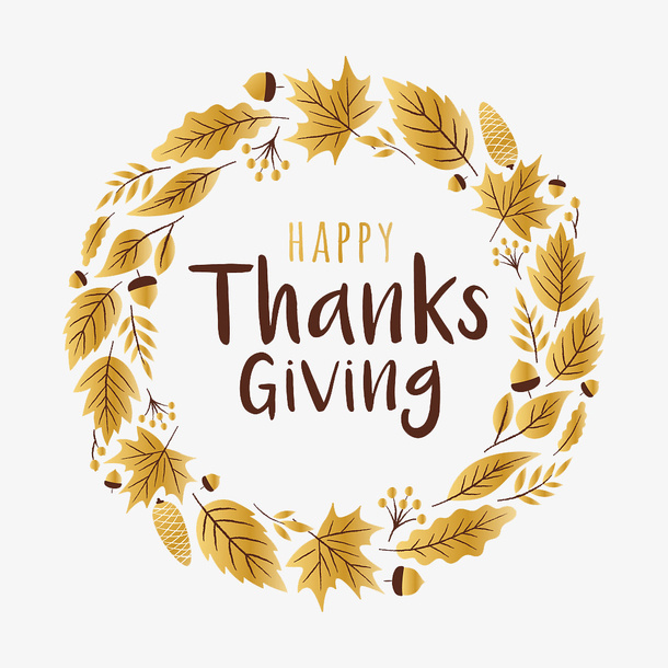 感恩节金色叶子免抠