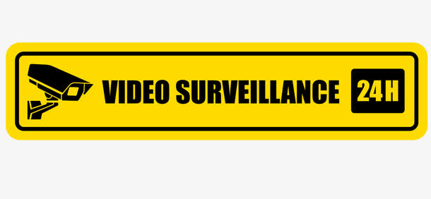 长条黄色24小时监控标签矢量图免抠