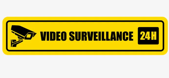 长条黄色24小时监控标签矢量图免抠