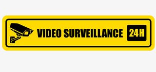 长条黄色24小时监控标签矢量图免抠