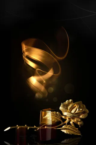 黑金质感美容科技金色玫瑰背景高清