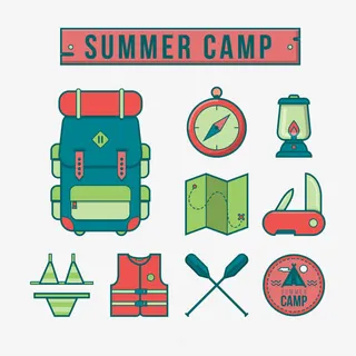 9款夏日野营图标矢量免抠