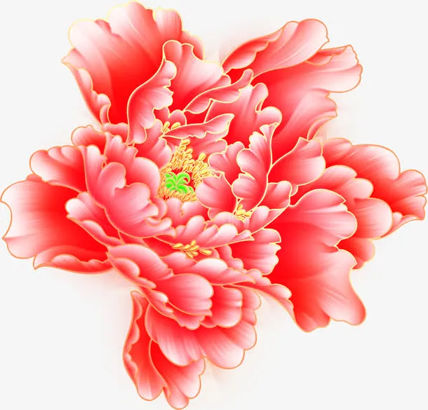 手绘牡丹花婚庆水牌设计免抠