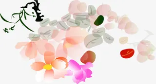 手绘彩色落叶中秋免抠