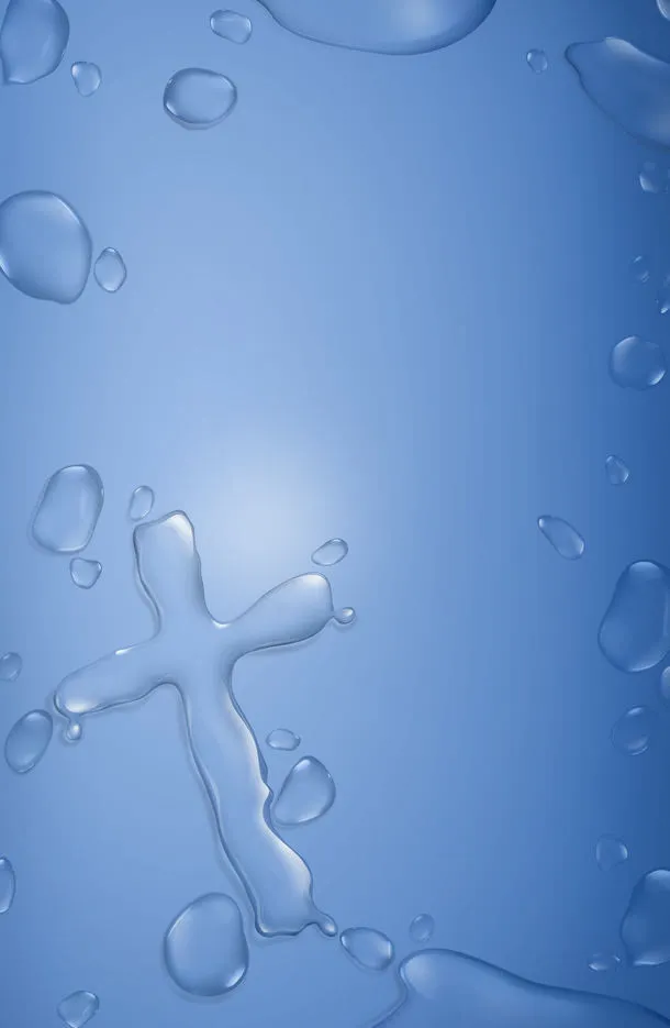 水珠十字架油画免抠
