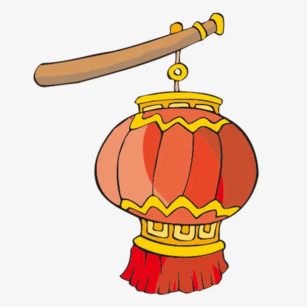 手绘提着红灯笼矢量图免抠