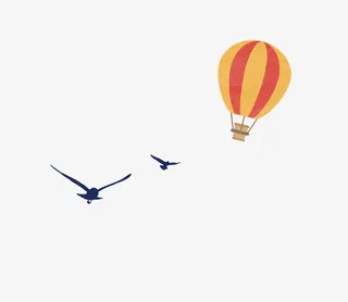 扁平热气球白鸟免抠