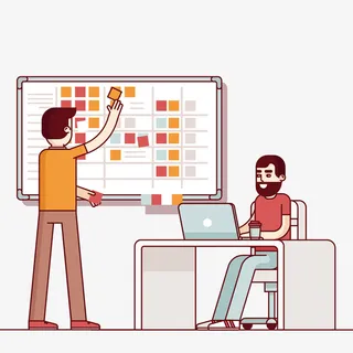 用电脑工作的人简图免抠