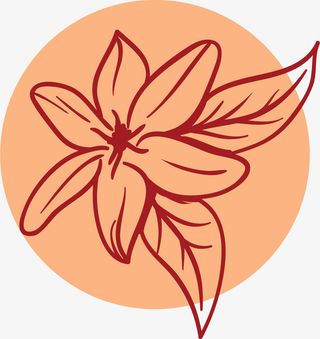 红色水彩茶叶画作免抠