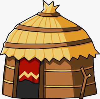 卡通部落茅屋免抠