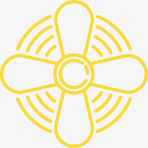 黄色四叶吊扇图标免抠