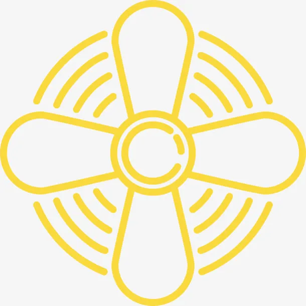 黄色四叶吊扇图标免抠