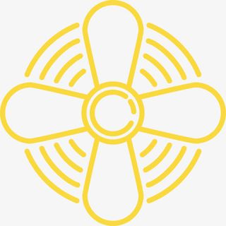 黄色四叶吊扇图标免抠