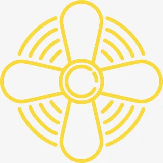 黄色四叶吊扇图标免抠