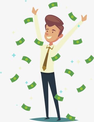 矢量手绘撒钱的男人免抠