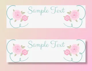 浪漫粉色手绘玫瑰花标题框免抠