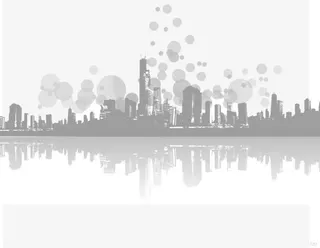 灰色城市剪影中秋免抠