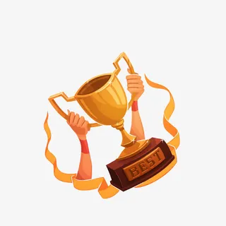 卡通手指触碰奖杯素材免抠